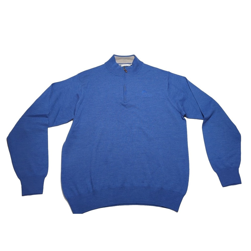 Peter Millar Merino 100% Wool 1/4 Zip Blue Men XL (Embroidered Logo)